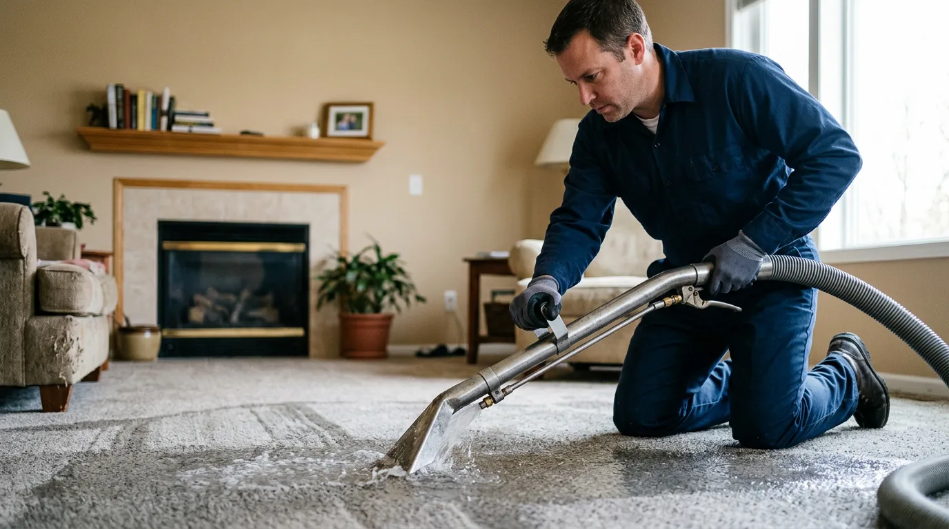 Water damage restoration technician working near Amidon, ND